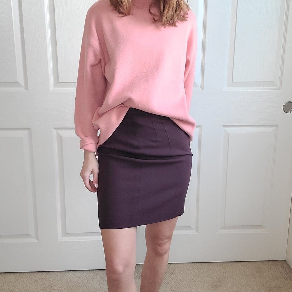 Bebe Vintage Burgundy Wool Dark Academia Mini Pencil Skirt Size 2